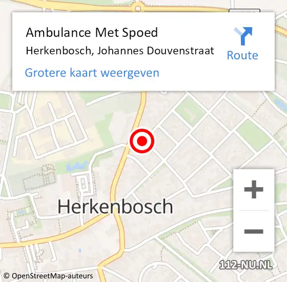 Locatie op kaart van de 112 melding: Ambulance Met Spoed Naar Herkenbosch, Johannes Douvenstraat op 10 mei 2017 17:03