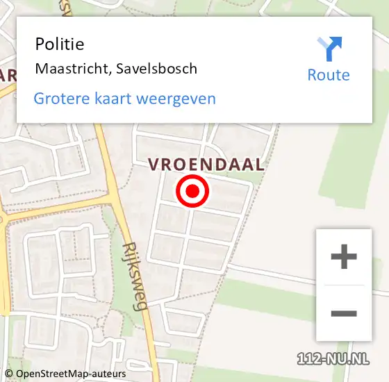 Locatie op kaart van de 112 melding: Politie Maastricht, Savelsbosch op 10 mei 2017 17:39