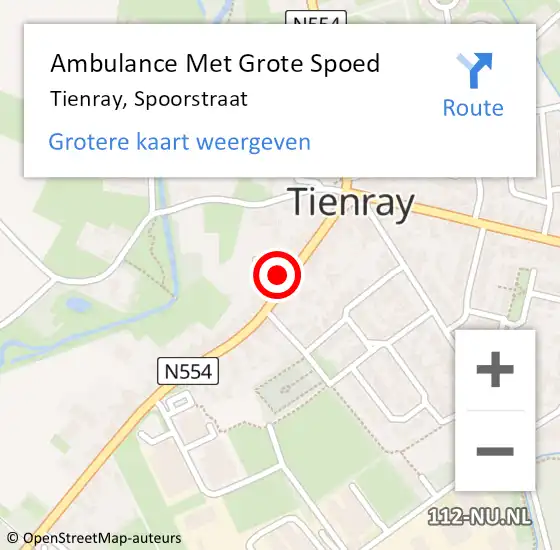 Locatie op kaart van de 112 melding: Ambulance Met Grote Spoed Naar Tienray, Spoorstraat op 10 mei 2017 17:46