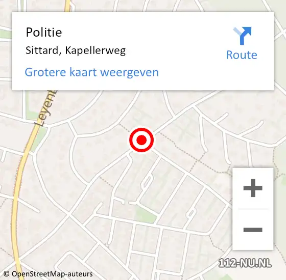 Locatie op kaart van de 112 melding: Politie Sittard, Kapellerweg op 10 mei 2017 17:52