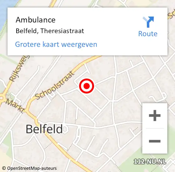 Locatie op kaart van de 112 melding: Ambulance Belfeld, Theresiastraat op 20 januari 2014 06:58