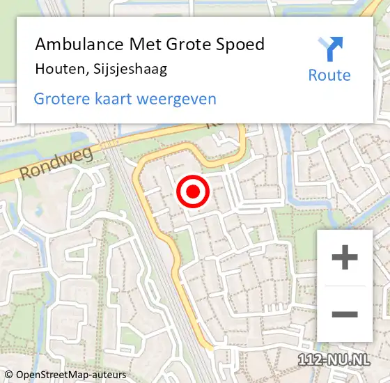 Locatie op kaart van de 112 melding: Ambulance Met Grote Spoed Naar Houten, Sijsjeshaag op 20 januari 2014 06:59