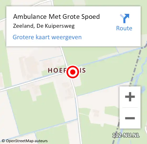 Locatie op kaart van de 112 melding: Ambulance Met Grote Spoed Naar Zeeland, De Kuipersweg op 10 mei 2017 18:26