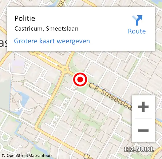 Locatie op kaart van de 112 melding: Politie Castricum, Smeetslaan op 10 mei 2017 18:37