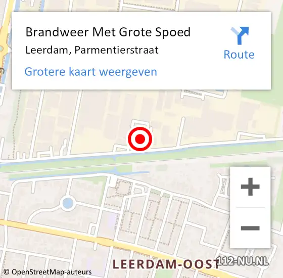 Locatie op kaart van de 112 melding: Brandweer Met Grote Spoed Naar Leerdam, Parmentierstraat op 10 mei 2017 18:38