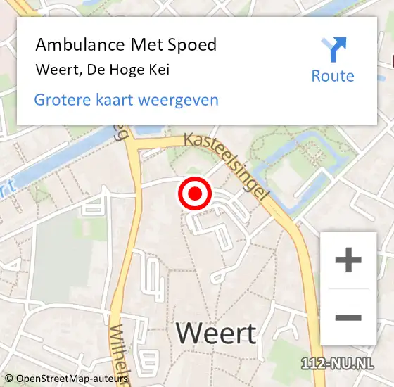 Locatie op kaart van de 112 melding: Ambulance Met Spoed Naar Weert, De Hoge Kei op 10 mei 2017 18:59