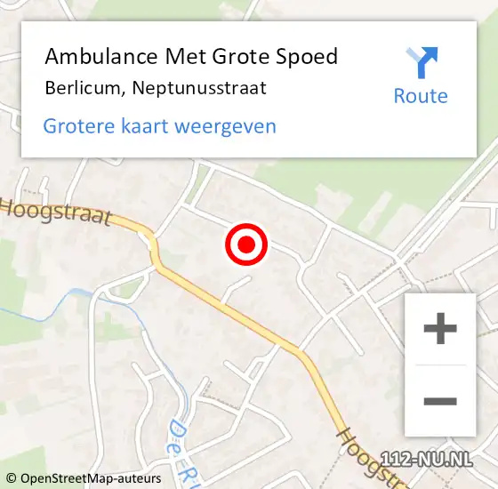 Locatie op kaart van de 112 melding: Ambulance Met Grote Spoed Naar Berlicum, Neptunusstraat op 10 mei 2017 19:06