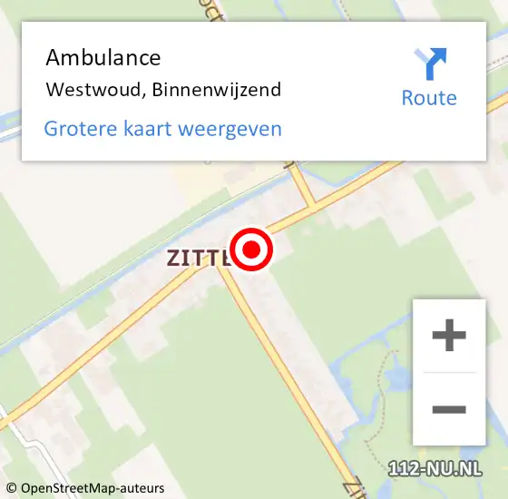 Locatie op kaart van de 112 melding: Ambulance Westwoud, Binnenwijzend op 10 mei 2017 19:25