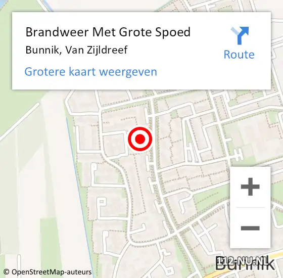 Locatie op kaart van de 112 melding: Brandweer Met Grote Spoed Naar Bunnik, Van Zijldreef op 10 mei 2017 19:31