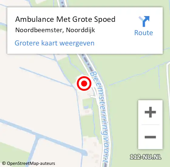 Locatie op kaart van de 112 melding: Ambulance Met Grote Spoed Naar Noordbeemster, Noorddijk op 20 januari 2014 07:18