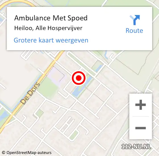 Locatie op kaart van de 112 melding: Ambulance Met Spoed Naar Heiloo, Alle Hospervijver op 10 mei 2017 20:17