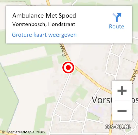 Locatie op kaart van de 112 melding: Ambulance Met Spoed Naar Vorstenbosch, Hondstraat op 10 mei 2017 20:39