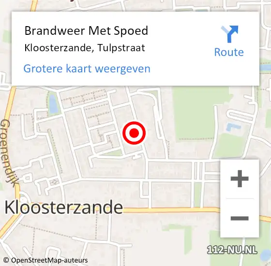 Locatie op kaart van de 112 melding: Brandweer Met Spoed Naar Kloosterzande, Tulpstraat op 10 mei 2017 20:43