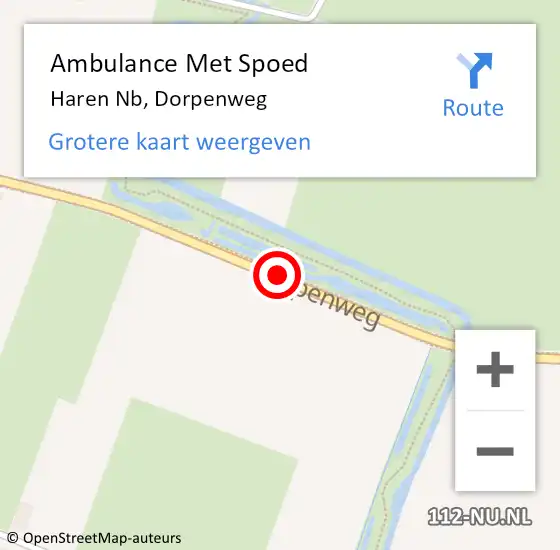 Locatie op kaart van de 112 melding: Ambulance Met Spoed Naar Haren Nb, Dorpenweg op 20 januari 2014 07:26