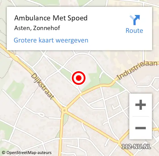 Locatie op kaart van de 112 melding: Ambulance Met Spoed Naar Asten, Zonnehof op 10 mei 2017 22:31