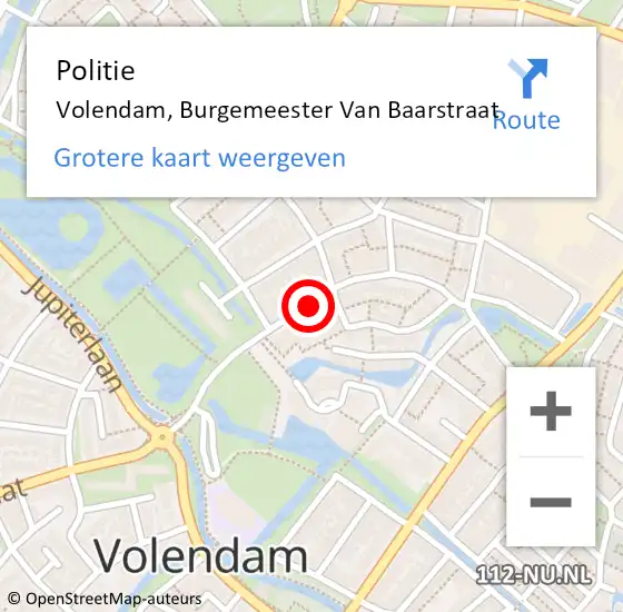 Locatie op kaart van de 112 melding: Politie Volendam, Burgemeester Van Baarstraat op 10 mei 2017 23:07