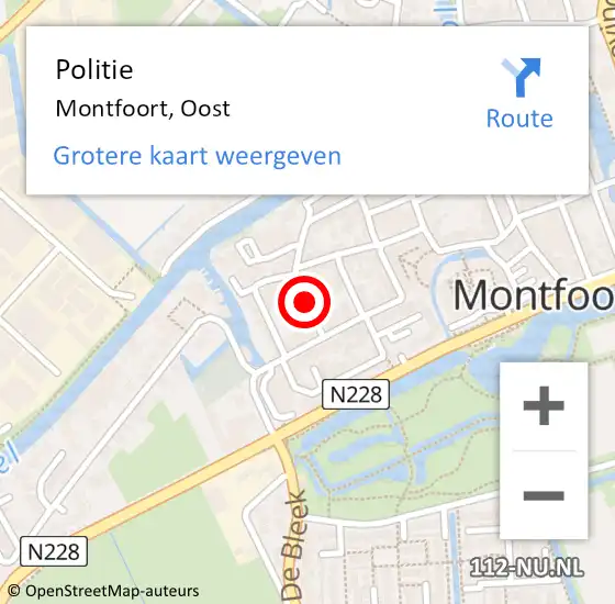 Locatie op kaart van de 112 melding: Politie Montfoort, Oost op 20 januari 2014 07:40