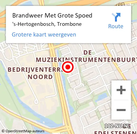 Locatie op kaart van de 112 melding: Brandweer Met Grote Spoed Naar 's-Hertogenbosch, Trombone op 11 mei 2017 00:43