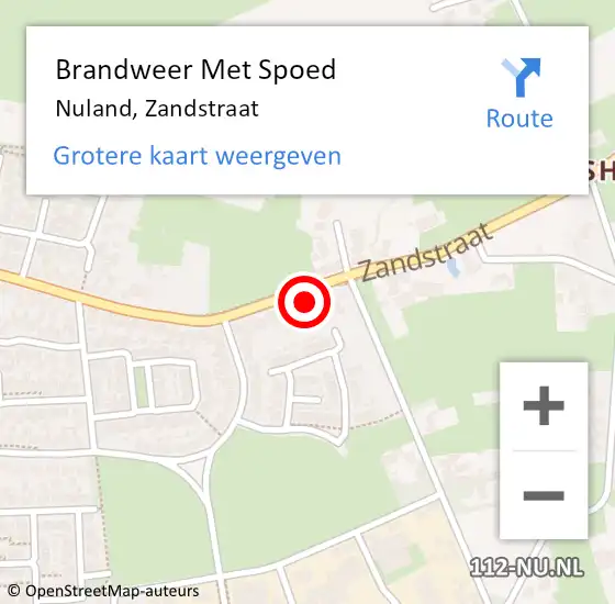 Locatie op kaart van de 112 melding: Brandweer Met Spoed Naar Nuland, Zandstraat op 11 mei 2017 01:27