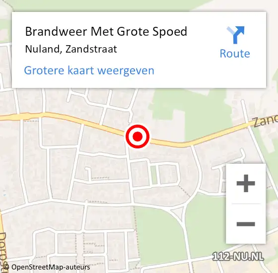 Locatie op kaart van de 112 melding: Brandweer Met Grote Spoed Naar Nuland, Zandstraat op 11 mei 2017 01:29