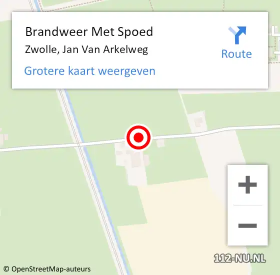 Locatie op kaart van de 112 melding: Brandweer Met Spoed Naar Zwolle, Jan Van Arkelweg op 11 mei 2017 01:42