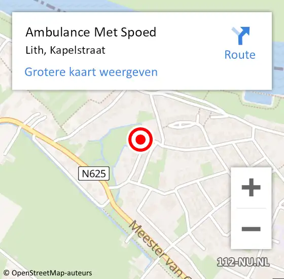 Locatie op kaart van de 112 melding: Ambulance Met Spoed Naar Lith, Kapelstraat op 11 mei 2017 04:11