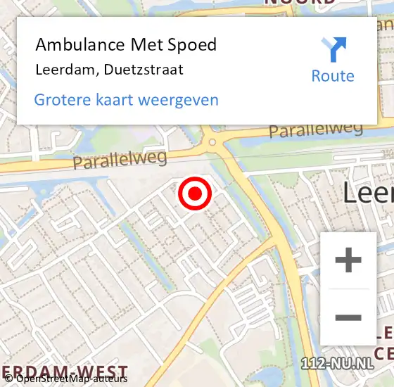 Locatie op kaart van de 112 melding: Ambulance Met Spoed Naar Leerdam, Duetzstraat op 11 mei 2017 04:15