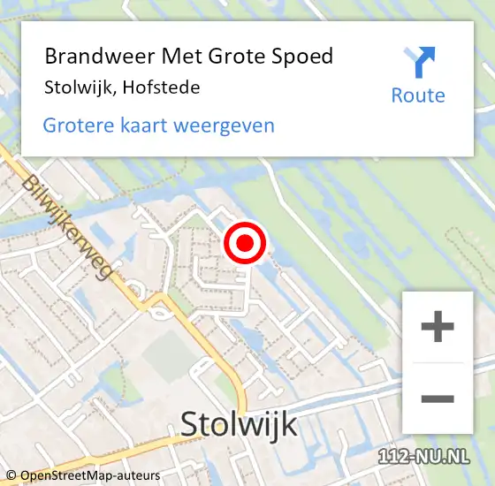 Locatie op kaart van de 112 melding: Brandweer Met Grote Spoed Naar Stolwijk, Hofstede op 11 mei 2017 05:06