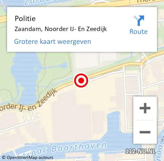 Locatie op kaart van de 112 melding: Politie Zaandam, Noorder IJ- En Zeedijk op 11 mei 2017 07:17