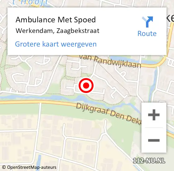 Locatie op kaart van de 112 melding: Ambulance Met Spoed Naar Werkendam, Zaagbekstraat op 11 mei 2017 07:20