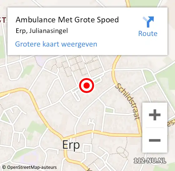 Locatie op kaart van de 112 melding: Ambulance Met Grote Spoed Naar Erp, Julianasingel op 11 mei 2017 07:37