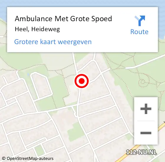 Locatie op kaart van de 112 melding: Ambulance Met Grote Spoed Naar Heel, Heideweg op 11 mei 2017 07:43