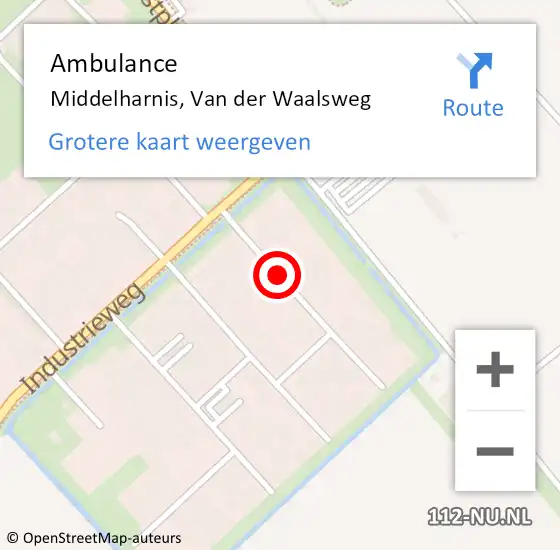 Locatie op kaart van de 112 melding: Ambulance Middelharnis, Van der Waalsweg op 11 mei 2017 07:58