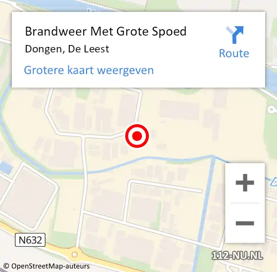 Locatie op kaart van de 112 melding: Brandweer Met Grote Spoed Naar Dongen, De Leest op 11 mei 2017 08:44