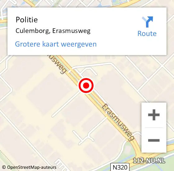 Locatie op kaart van de 112 melding: Politie Culemborg, Erasmusweg op 11 mei 2017 08:45