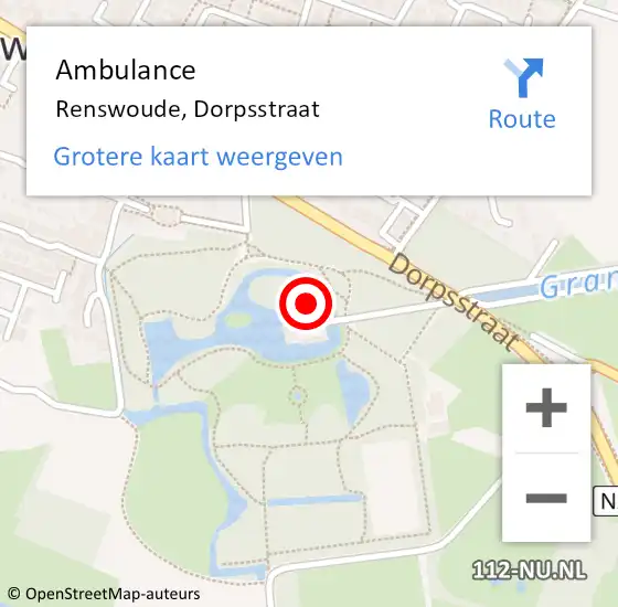 Locatie op kaart van de 112 melding: Ambulance Renswoude, Dorpsstraat op 11 mei 2017 09:19