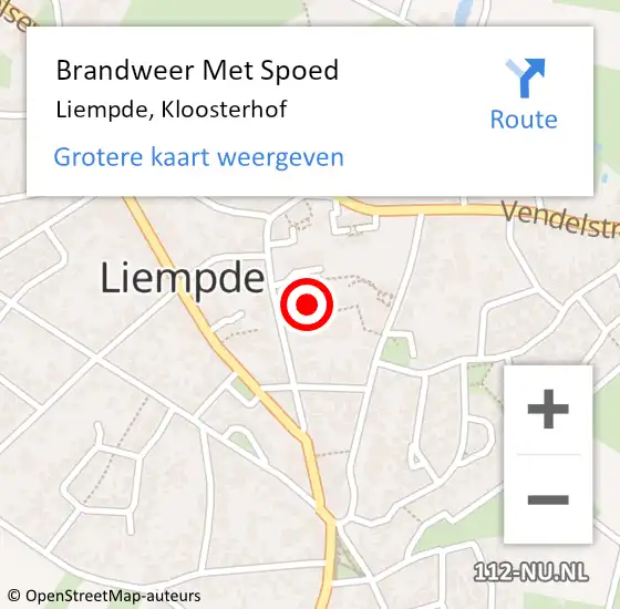 Locatie op kaart van de 112 melding: Brandweer Met Spoed Naar Liempde, Kloosterhof op 11 mei 2017 10:10