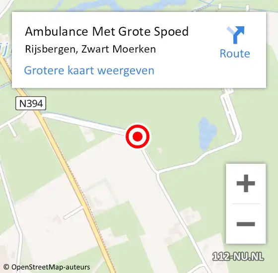 Locatie op kaart van de 112 melding: Ambulance Met Grote Spoed Naar Rijsbergen, Zwart Moerken op 11 mei 2017 10:40