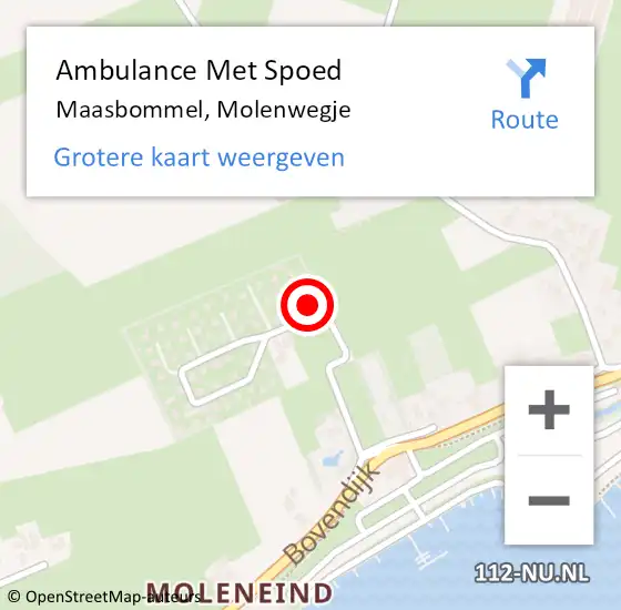 Locatie op kaart van de 112 melding: Ambulance Met Spoed Naar Maasbommel, Molenwegje op 11 mei 2017 10:53