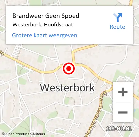 Locatie op kaart van de 112 melding: Brandweer Geen Spoed Naar Westerbork, Hoofdstraat op 11 mei 2017 11:35