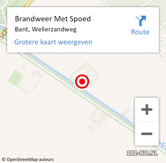 Locatie op kaart van de 112 melding: Brandweer Met Spoed Naar Bant, Wellerzandweg op 11 mei 2017 11:37