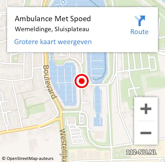 Locatie op kaart van de 112 melding: Ambulance Met Spoed Naar Wemeldinge, Sluisplateau op 11 mei 2017 11:39