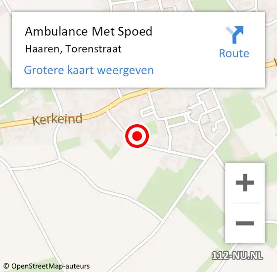 Locatie op kaart van de 112 melding: Ambulance Met Spoed Naar Haaren, Torenstraat op 11 mei 2017 11:56