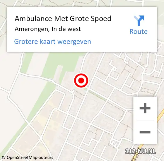 Locatie op kaart van de 112 melding: Ambulance Met Grote Spoed Naar Amerongen, In de west op 11 mei 2017 12:04