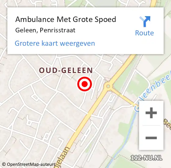 Locatie op kaart van de 112 melding: Ambulance Met Grote Spoed Naar Geleen, Penrisstraat op 20 januari 2014 08:34