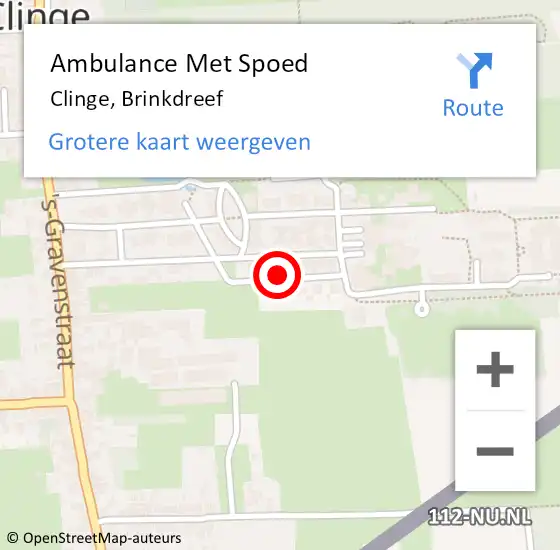 Locatie op kaart van de 112 melding: Ambulance Met Spoed Naar Clinge, Brinkdreef op 11 mei 2017 12:39