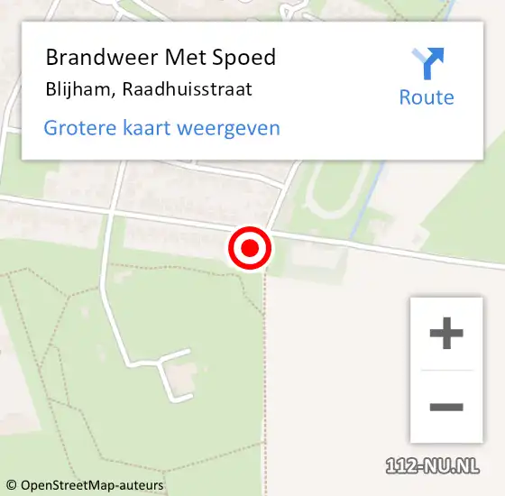 Locatie op kaart van de 112 melding: Brandweer Met Spoed Naar Blijham, Raadhuisstraat op 11 mei 2017 12:45