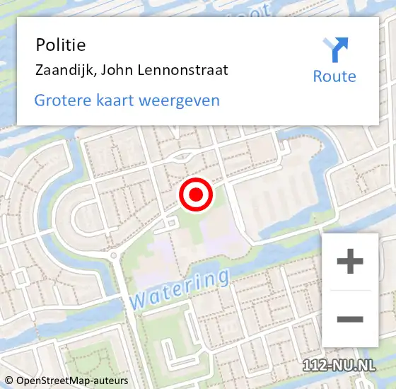 Locatie op kaart van de 112 melding: Politie Zaandijk, John Lennonstraat op 11 mei 2017 12:57