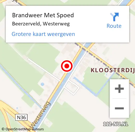 Locatie op kaart van de 112 melding: Brandweer Met Spoed Naar Beerzerveld, Westerweg op 11 mei 2017 14:10