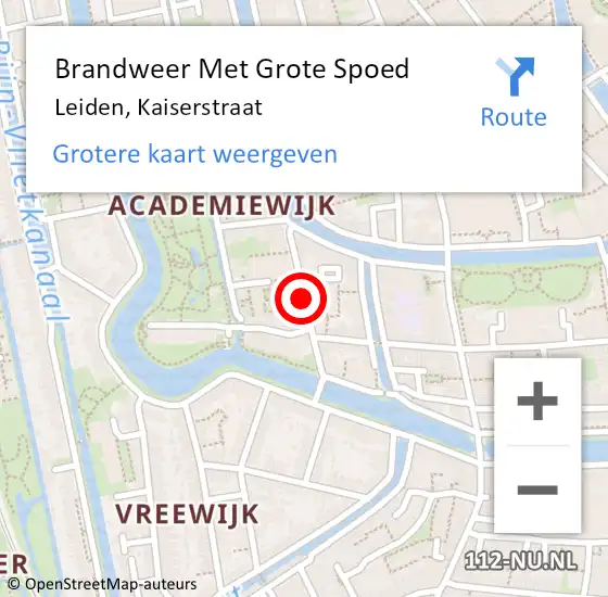 Locatie op kaart van de 112 melding: Brandweer Met Grote Spoed Naar Leiden, Kaiserstraat op 11 mei 2017 14:13